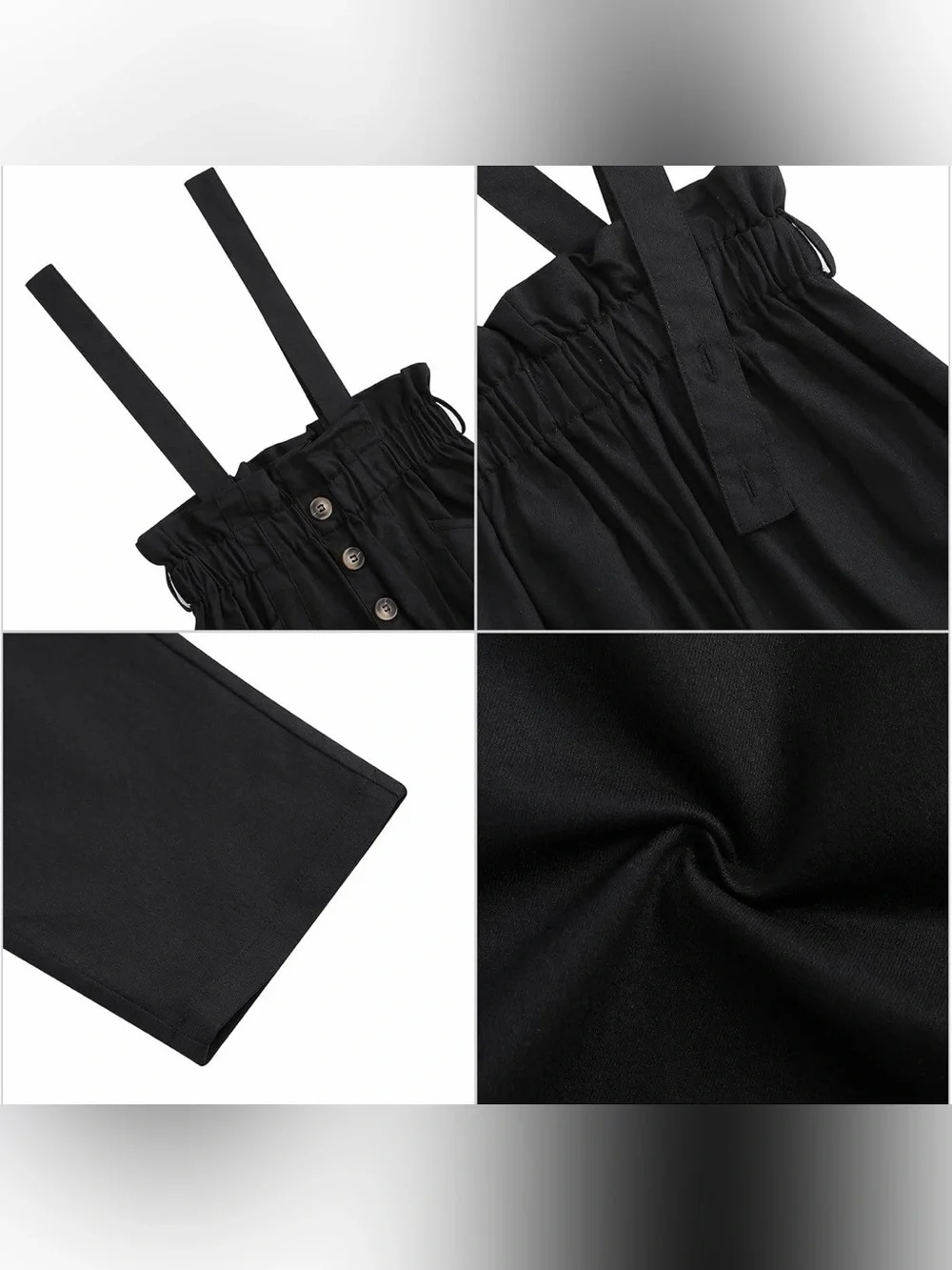 KUKUME Girls Black Suspender Pants High Waist Pleated Ruffle Waist Trousers NWT